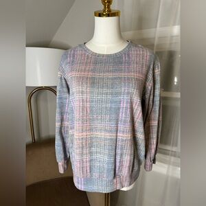 Sundry | Pastel Rainbow Plaid Sweatshirt